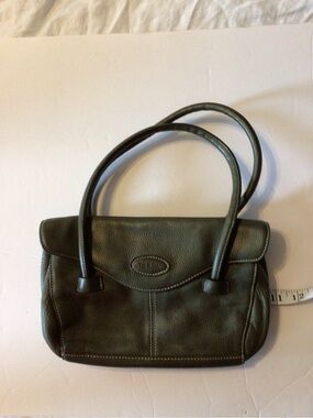 Classic Olive Green Leather Shoulder Bag